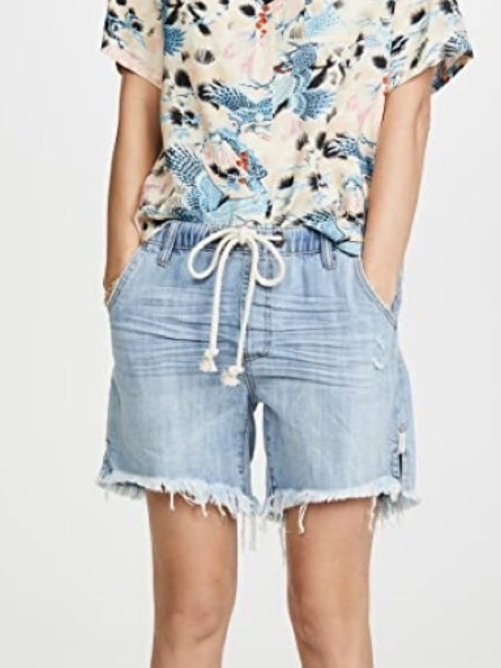 One Teaspoon Shabbie Bandits Drawstring Denim Shorts Medium Wash Women's Size M